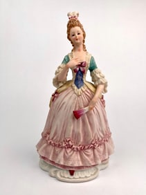 Lefton Porcelain Figurine of Rococo Lady in Pink Gown