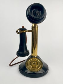 Early 20th Century Candlestick Telephone with Brass and Bakelite Components