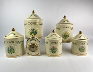 Lenox Spice Garden Porcelain Canister Set with Clock (1996)
