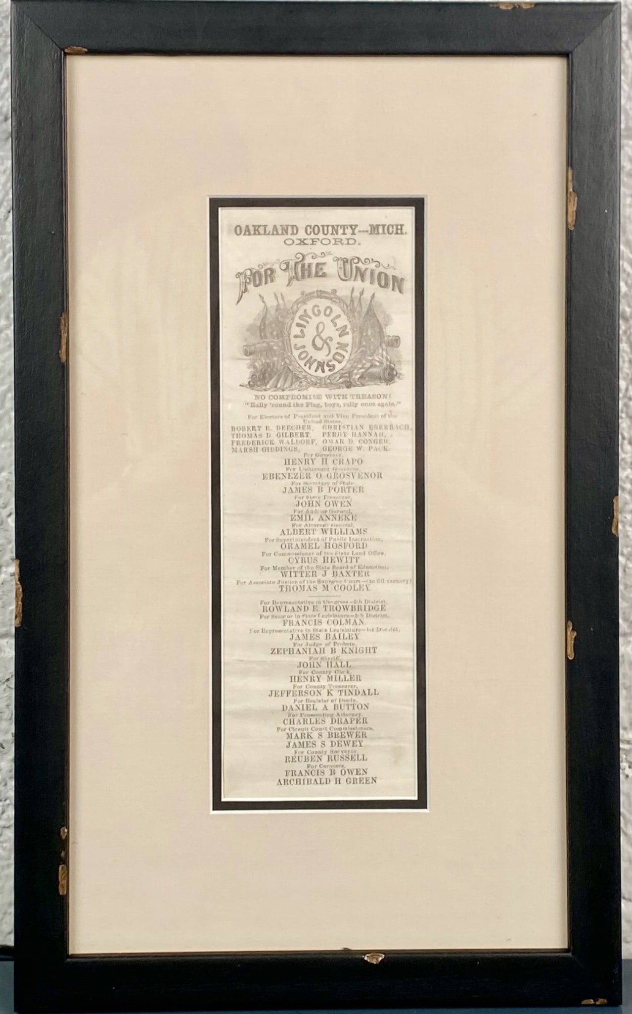 Framed Civil War Era Union Broadside for Oakland County, Michigan (1 of 8)
