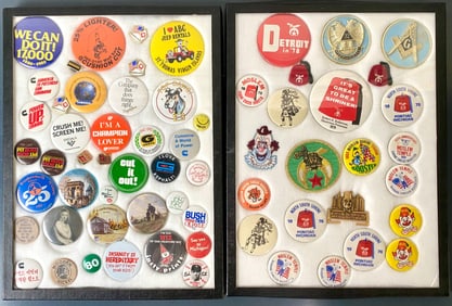 Collection of Political, Commemorative, and Shrine Buttons and Pins