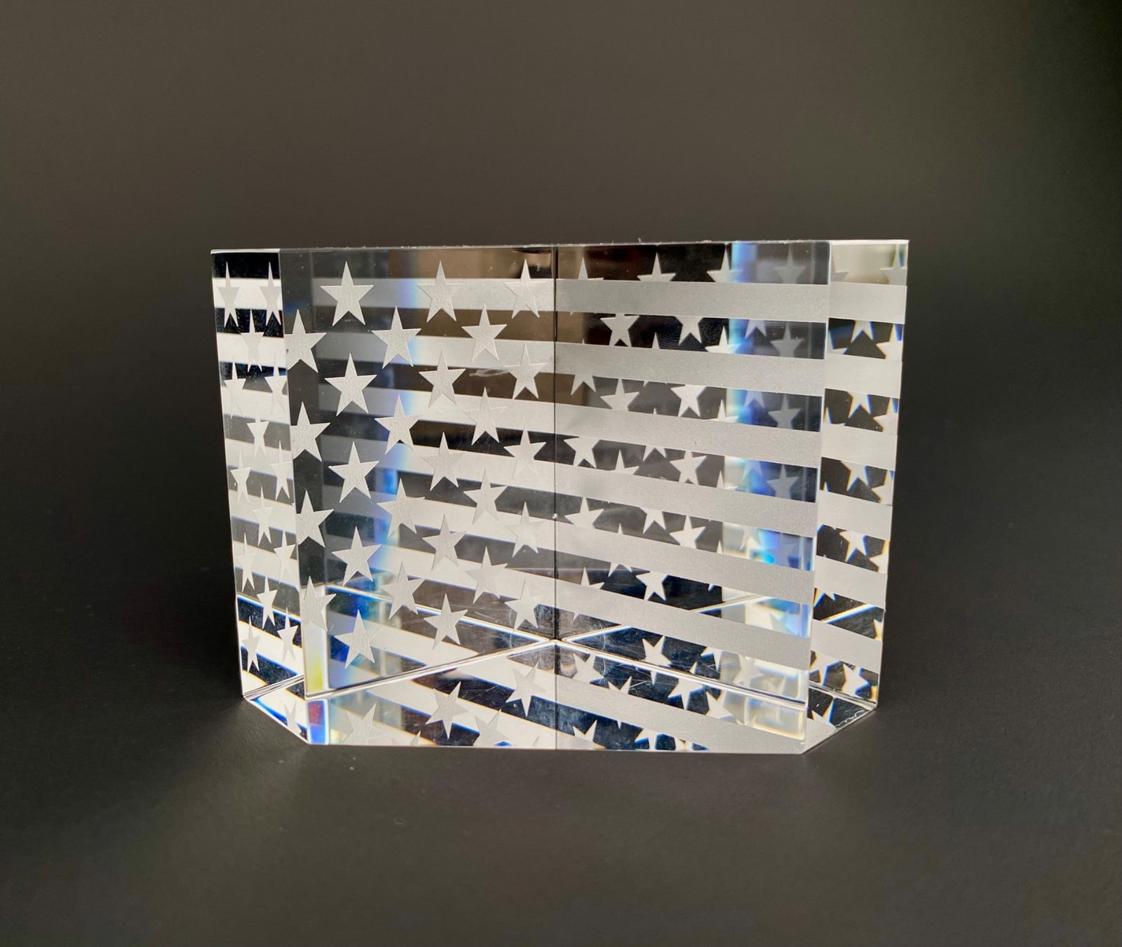 Steuben Glass Stars and Stripes Etched Crystal Sculpture (1 of 9)