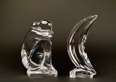 Pair of Baccarat Crystal Figurines (Moon and Kneeling Woman)
