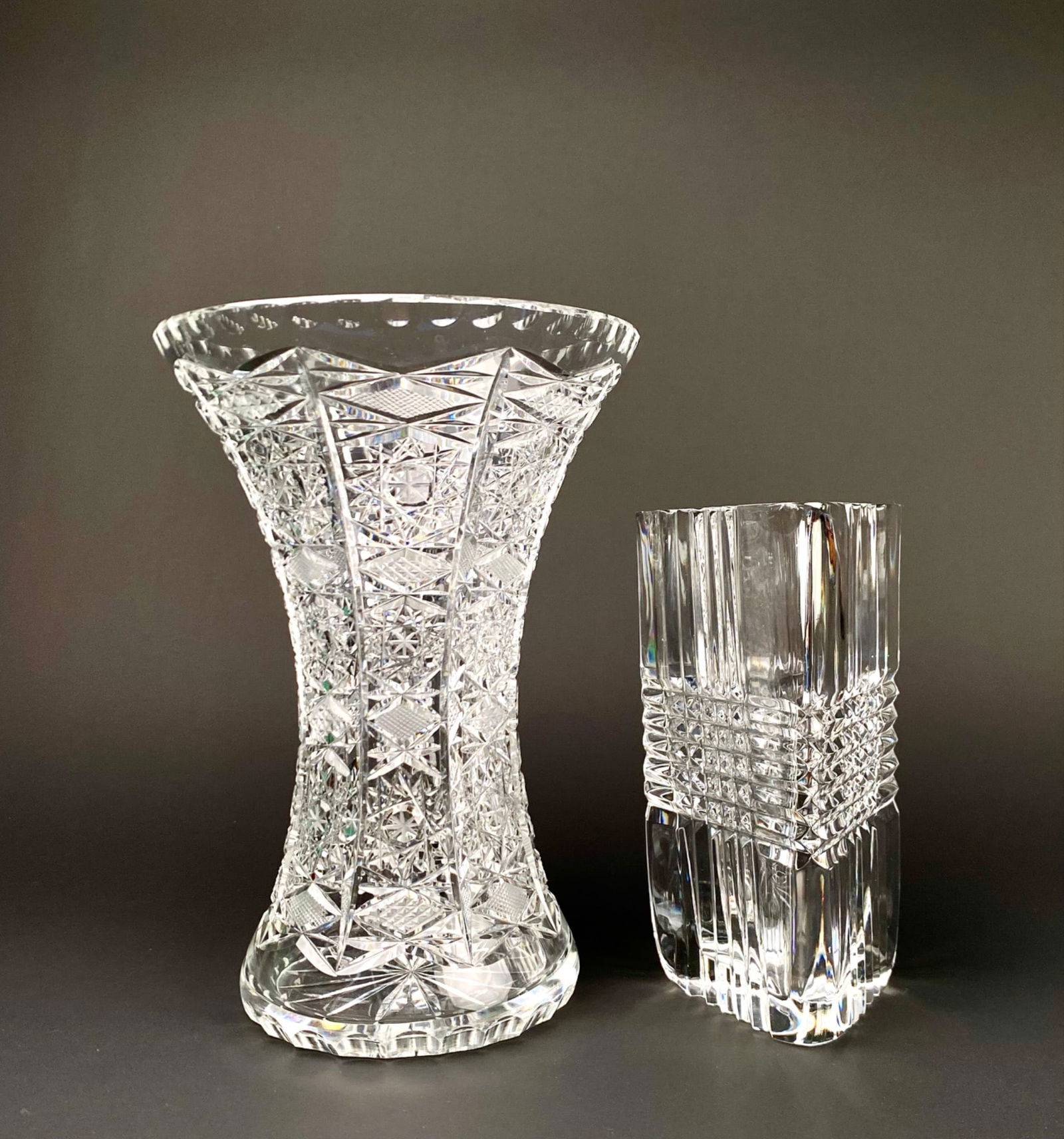 Pair of Hand Cut Lead Crystal Vases (Bohemian and Signed Rogaska) (1 of 12)