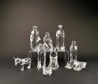 Baccarat Crystal Nativity Set with Original Boxes (Set of 9)