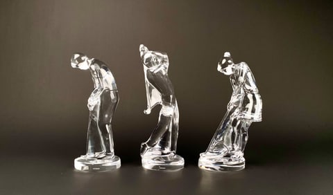 Set of 3 Baccarat Crystal Golfer Figurines with Original Boxes