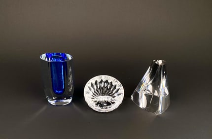 Collection of Three Crystal Art Glass Sculptures