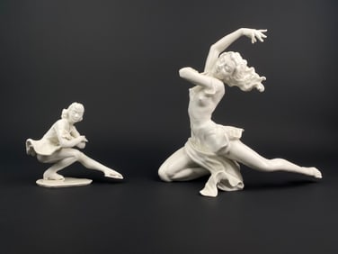Â Pair of Hutschenreuther Porcelain Figurines: Dancer and Skater