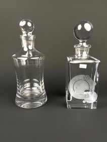 Pair of Crystal Decanters, Including Marquis by Waterford and Frank Lloyd Wright Design