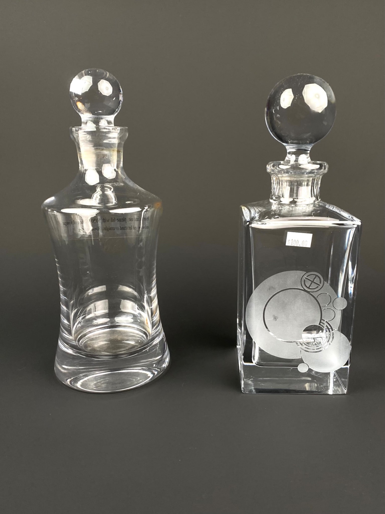 Pair of Crystal Decanters, Including Marquis by Waterford and Frank Lloyd Wright Design (1 of 12)