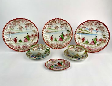 Japanese Hand Painted Geisha Porcelain Tea Set