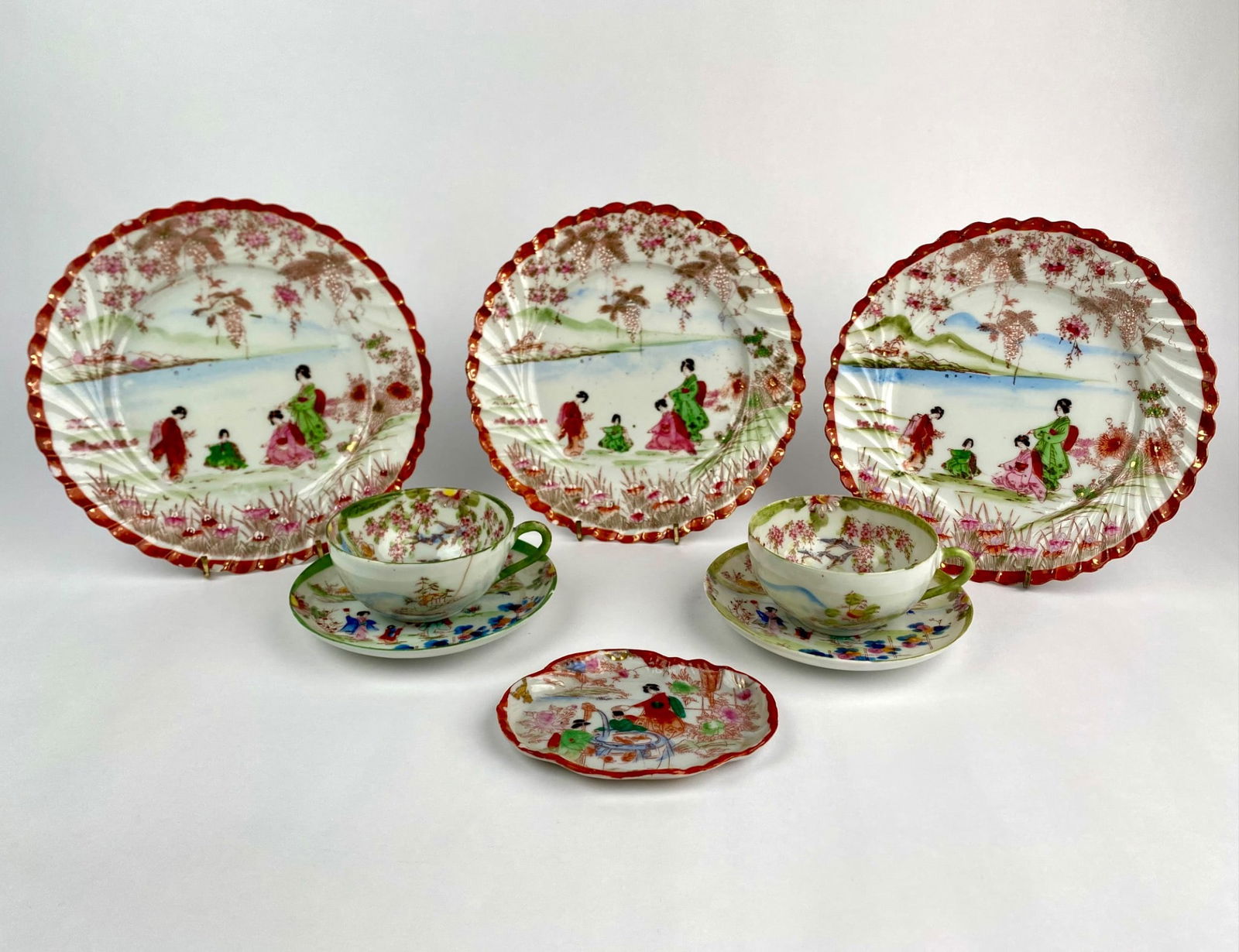 Japanese Hand Painted Geisha Porcelain Tea Set (1 of 12)