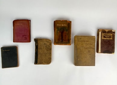 Six Antique and Vintage Books Including Fannie Farmer Cookbook and Robert Browning's Poems