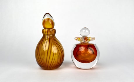 Pair of Perfume Bottles Including Murano Art Glass