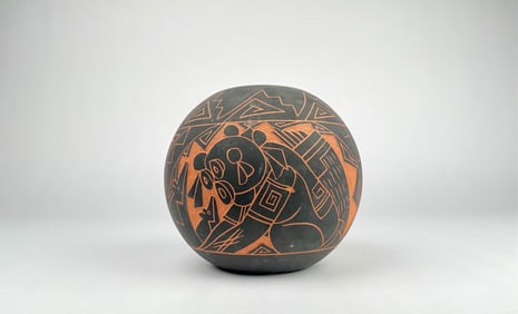 Black and Red Acoma (Hopi Pottery Sphere by Dalawepi Ergil Vallo)
