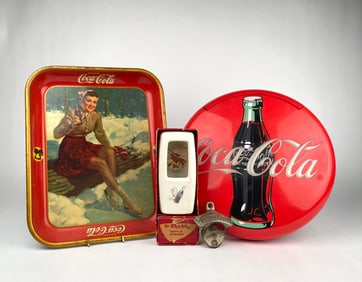 Coca Cola Collectibles Set (Tray, Telephone, and Two Bottle Openers)