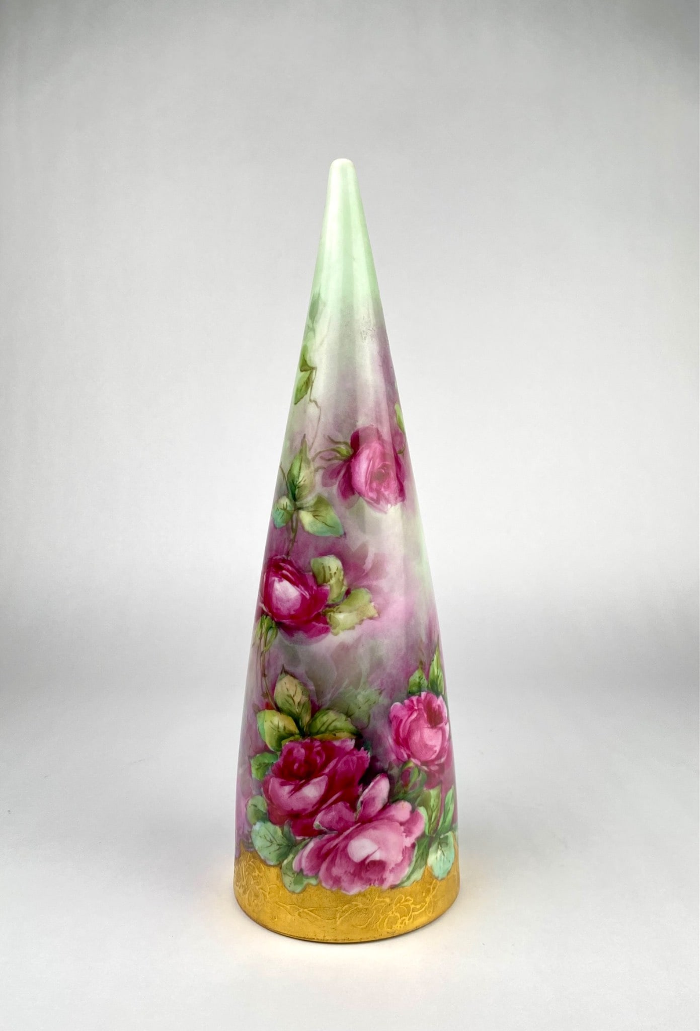 Hand Painted Limoges Style Wall Pocket with Pink Roses (1 of 9)