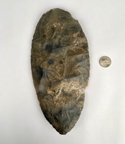 Large Prehistoric Style Flint Hand Axe or Biface Tool