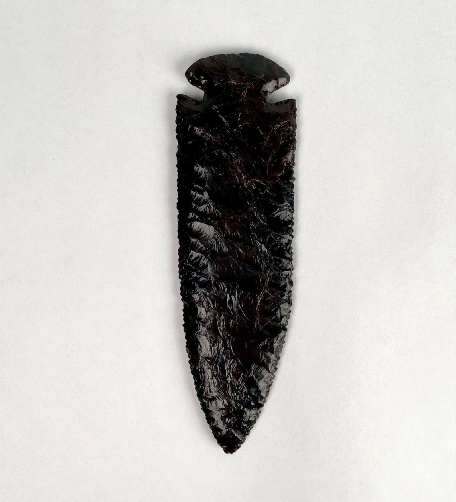 Large Flint Knapped Obsidian Blade with Notched Handle (1 of 10)