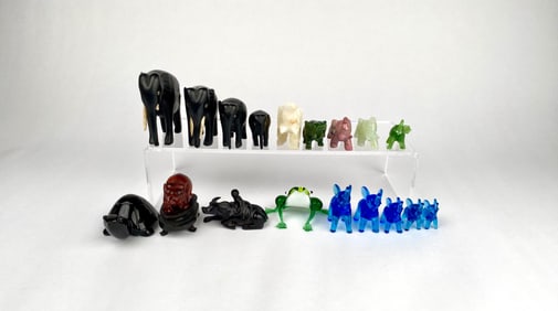 Lot of 18 Assorted Wooden and Glass Animal Figurines