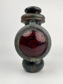 Antique Red Lens Railroad or Carriage Signal Lantern