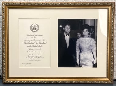 Framed John F. Kennedy Inauguration Invitation and Photograph (COA)