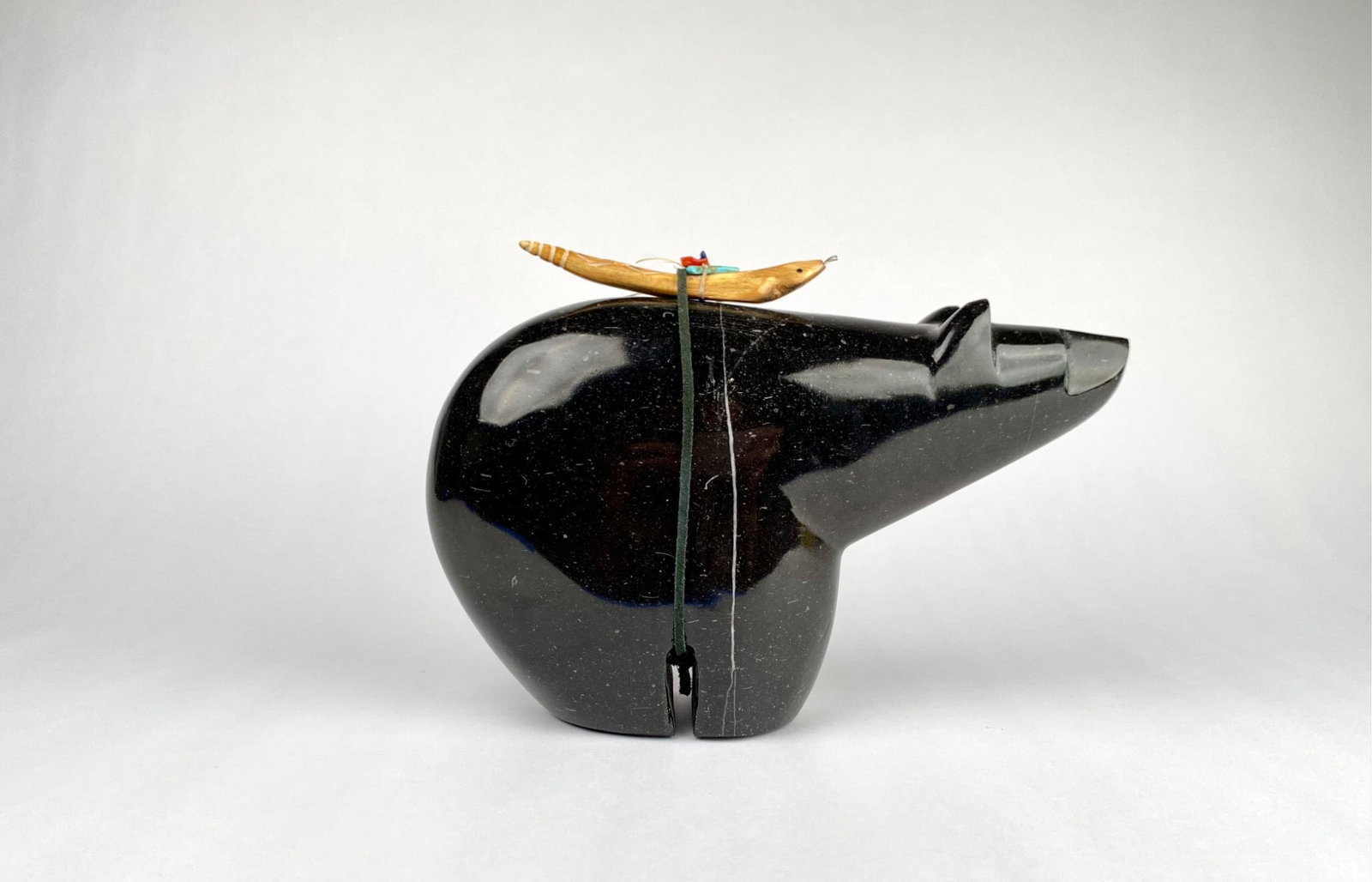 Large Zuni Carved Stone Fetish Bear with Arrow Bundle Offering (1 of 12)