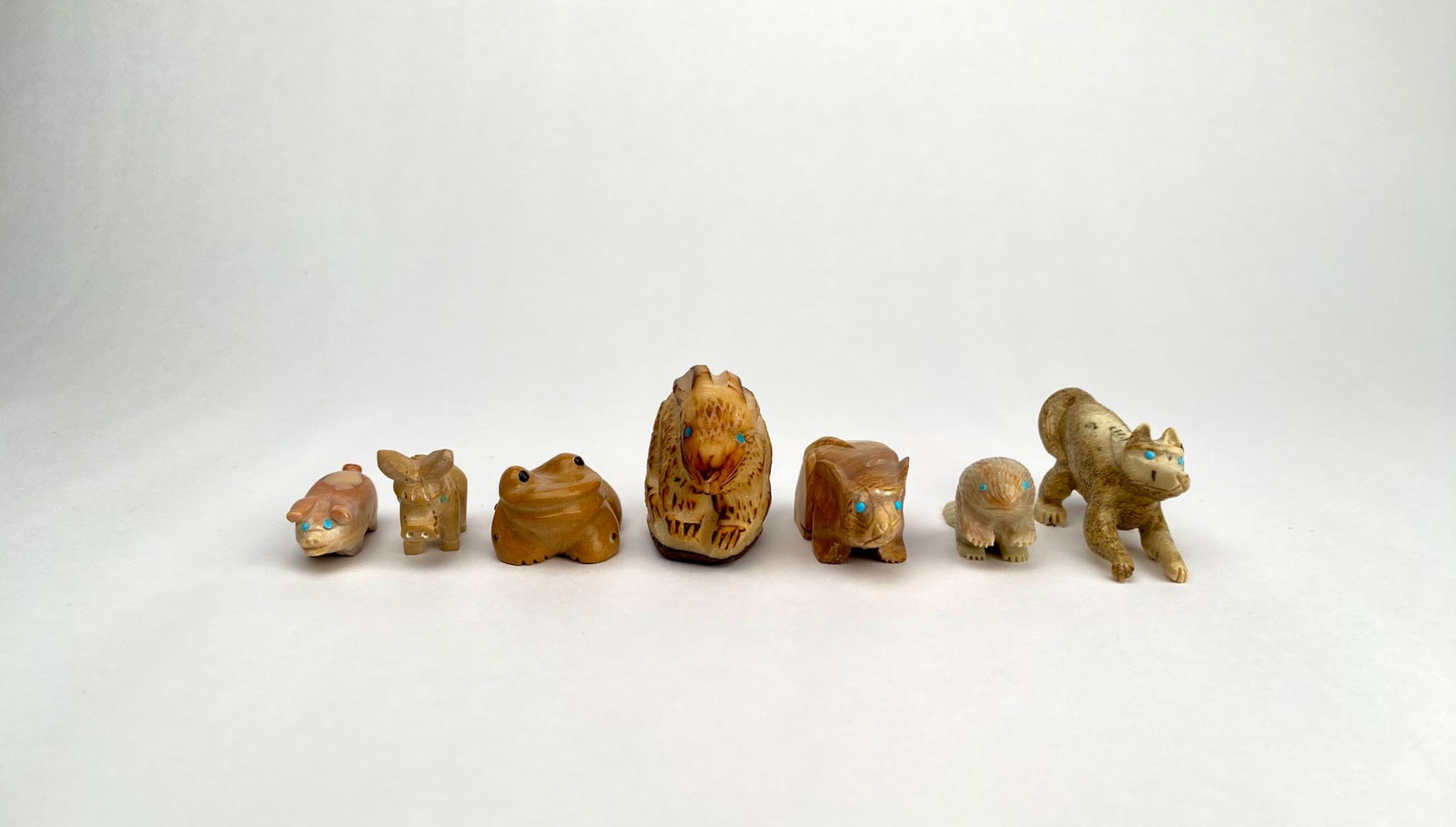 Lot of Seven Hand Carved Zuni Animal Fetishes (1 of 11)