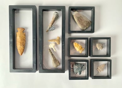 Arrowheads and Stone Tools in Display Cases