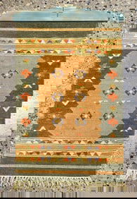 Southwestern Wool Textile Wall Hanging with Woodworks Mount