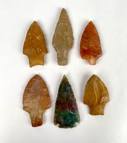 Lot of Six Arrowheads with Varied Colors