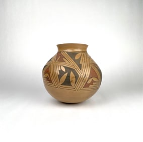 Signed Polychrome Pueblo Pottery Jar by Benito Ortiz