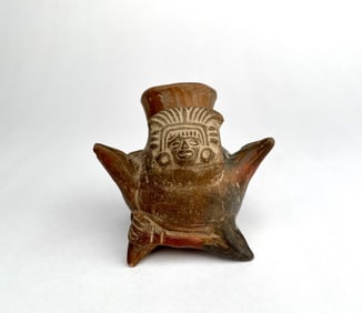 Small Pre Columbian Style Figural Pottery Vessel