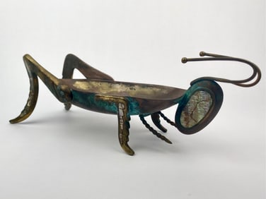Mexican Mid Century Modern Brass and Copper Grasshopper Dish