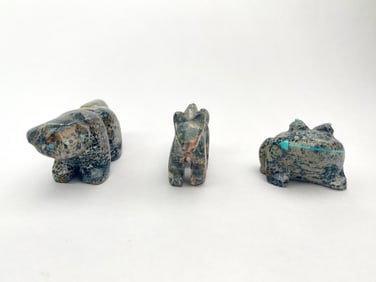 Set of Three Zuni Carved Stone Animal Fetishes