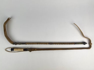 Pair of Antique Riding Crops featuring Braided Rawhide and Silver Mounted Examples