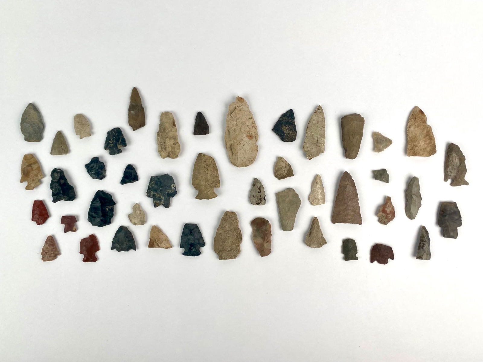 Group of 44 Native American Arrowheads- Various Materials and Forms (1 of 9)