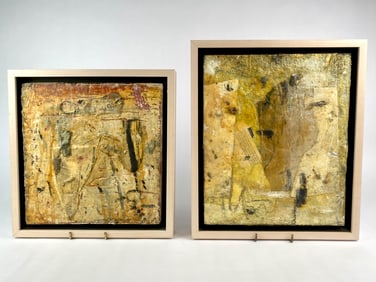 Pair of Encaustic on Panel Paintings by Mark Perlman First Avenue and Blackney (1994)