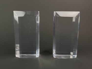 Pair of Modernist Lucite Obelisk Bookends