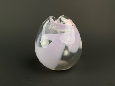 Studio Art Glass Vase with Pink and Lavender Swirls