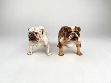 Pair of Royal Doulton Porcelain Bulldog Figurines