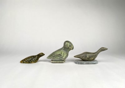 Three Soapstone Bird Carvings from Canada