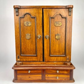 19th Century Wooden Cabinet with Brass Hardware (Dated 1895)