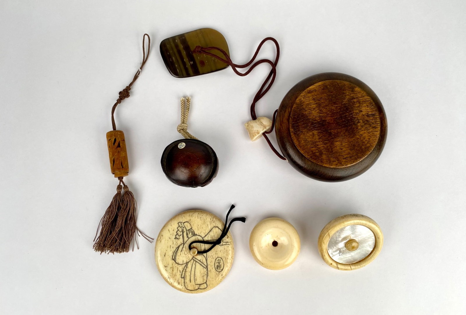 Various Japanese Netsuke, Ojime, and Inro Items (1 of 11)