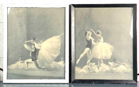 Pair of signed Framed Ballerina Lithographs (Dated Sept. 17 1959)