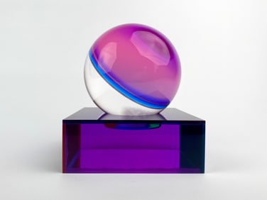 Signed Vasa Mihich Lucite Sphere Sculpture (2002)