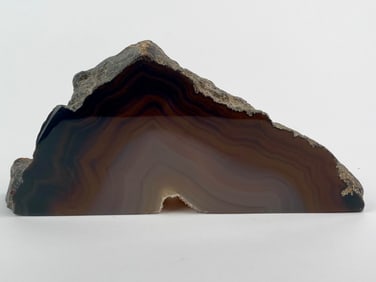 Polished Brown Agate Geode Slab with Crystal Inset