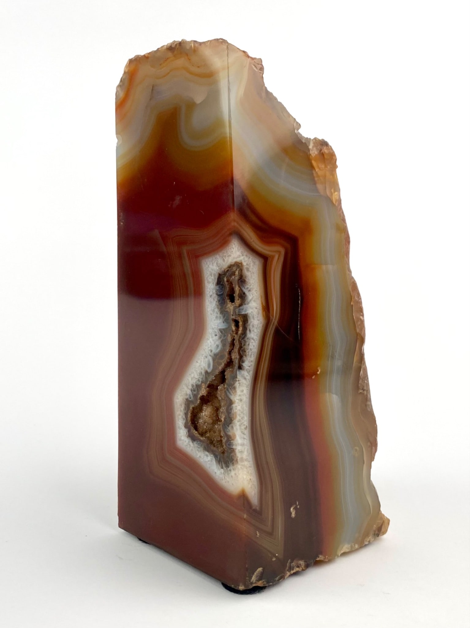 Polished Agate Geode Bookend with Natural Edge and Inner Cavities (1 of 11)