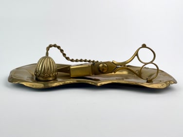 Late Georgian Brass Candle Accessory Set with Tray, Circa 1800