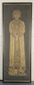 Framed Brass Rubbing of a Young Medieval Cleric